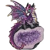 ICE Armor 4" H Purple Dragon Guarding Faux Crystal Cave Statue Fantasy Decoration Figurine