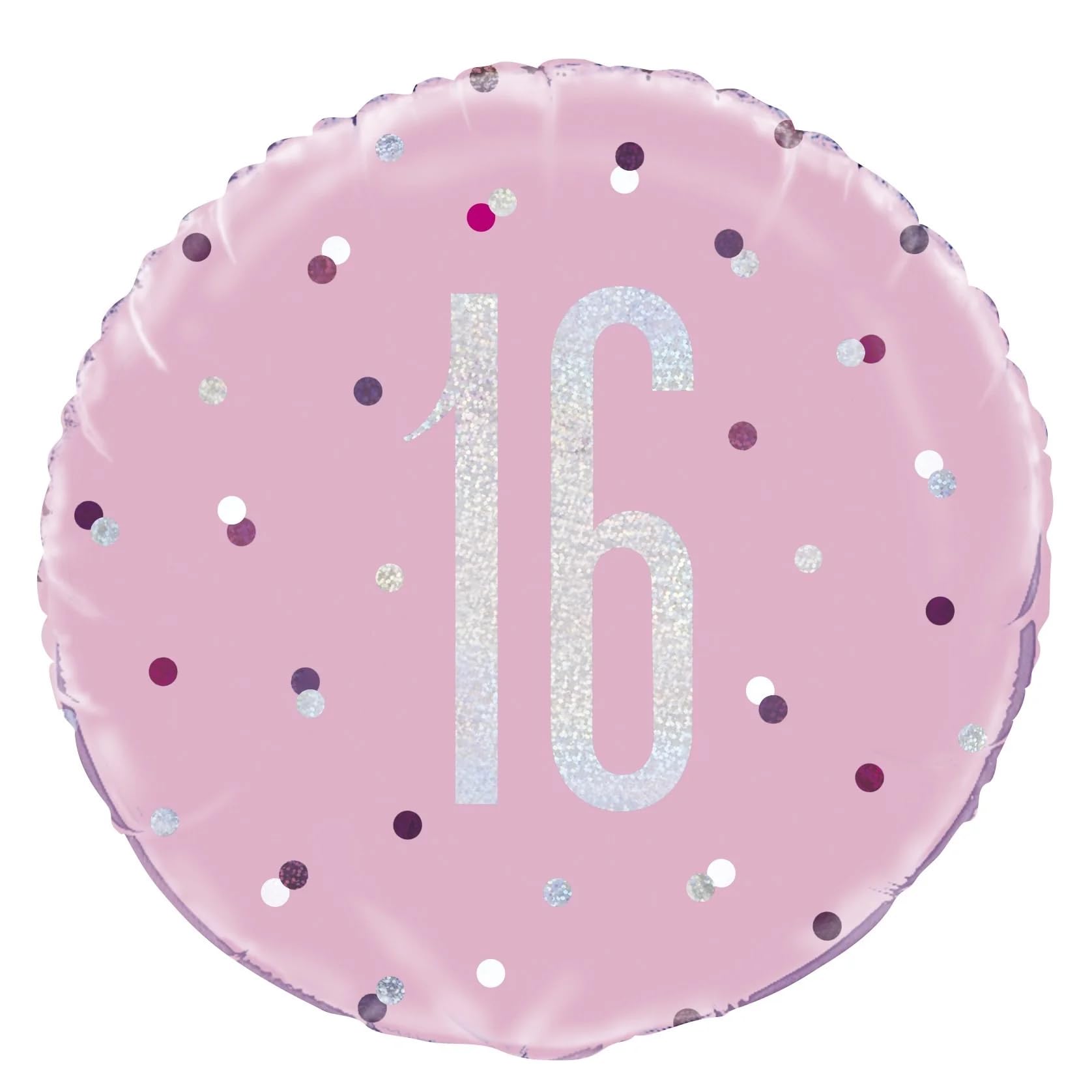 Unique 83368 Pink Packaged Round Mylar Balloon-18 Silver | 1 Pc, Age 16