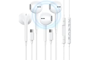 Ke Moxiey 2 Pack USB C Headphones for iPhone 15, Type C Earbuds Wired with Microphone & Volume Control HiFi Stereo Earphones for iPhone 15 Pro Max/15 Pro/15, iPad Pro, Most USB C Jack Devices