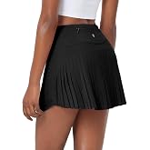 baleaf Tennis Skirt Pleated Golf Skorts with 3 Pockets | 14", Built in Shorts, High Waisted, Anti-slip Strip, Lightweight, for Athletic, Workout, Pickleball, Skorts for Women