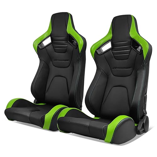 thumbnail image 2 of For Cars IKON MOTORSPORTS, Universal With Dual Sliders, Reclinable Blue & Black PU Carbon Leather With Hexagonal Quilting Sport Bucket Seats, 1 Pair Driver Passenger Side, - Canada Racing Seats 2 of 12