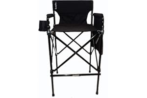 Tuscany Pro Houdini Tall Director Chair - Quad Style, Super Compact Telescopic Folding Design with Jet Black, Anodized Aluminum Frame - Your Name/Logo Imprinted