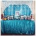 QueenDream Blue Sequin Tablecloth for Parties 60 x 102 Inch Rectangle Polyester Tablecloth for Wedding Ceremony Birthday