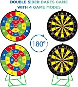 FHNSEL Kids Dart Board Set Double Sided with Bracket 12 Sticky Balls 6 Darts view 4
