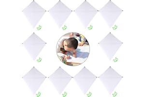 B bangcool DIY Kids Kite Blank Kites Making Painting White Paper Blank Kites with Swivel Line for Kids Outdoor Park Beach Grassland Activities (10PCS)