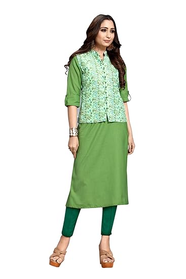 Uniform Sarees Corp Ethena Corporate Boardroom Workwear | A-Line Kurta | Cotty | Leggings Light Green
