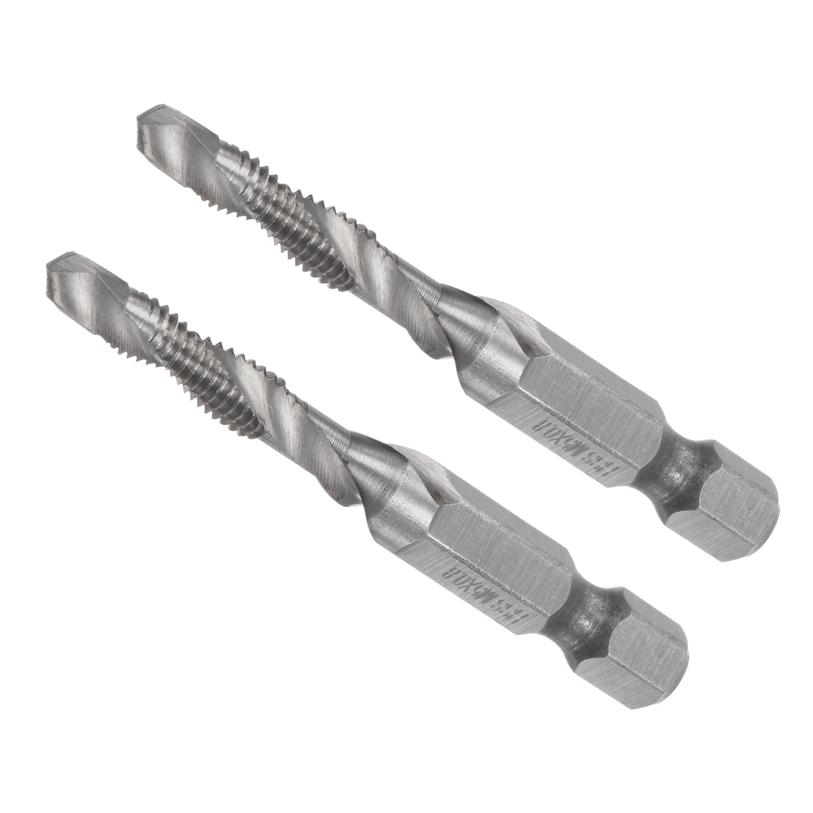 CoCud Combination Drill and Tap Bit, M5 x 0.8 Thread Size 1/4" Hex Shank, 4341 Uncoated High Speed Steel Tools - (Applications: for Aluminum Stainless Steel Plastic), 2-Pieces