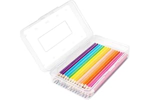 DANRONG Colored Plastic Pencil Box, Large Capacity Pencil Case, Pencil Boxs for Kids Adults, Hard Crayon Box Storage with Sna