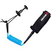 Abahub 4 ft Bodyboard Leash,Coiled Wrist Surf Body Board Leashes with Plug | Boogie Board Leash,5.5mm Thick,Premium Body Board Wrist Leashes,Black,Blue,Yellow,White,Orange,Clear Blak Core