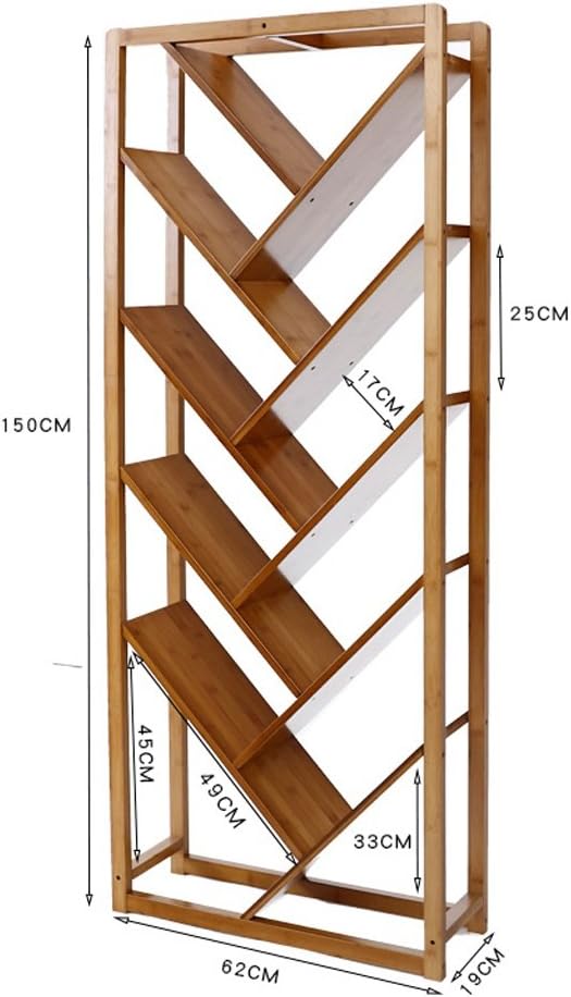 MMM- Bookshelf Simple Bookcase Creative Tree Shape Landing Office Shelf Modern Living Room Solid Wood