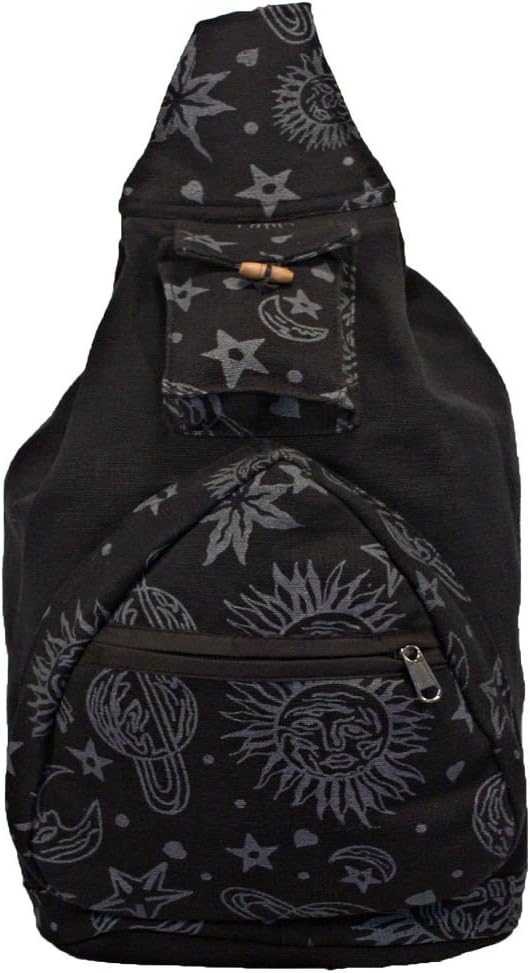 Dominion Celestial Sun, Moon, Stars and Planets Single Strap Crossbody Hippie Backpack
