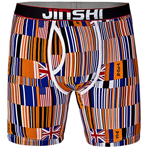 JINSHI Mens Underwear 5 Pack Soft Flexible Bamboo Trunks Active Long Leg Boxer Briefs Size X-Large - Thumbnail 4