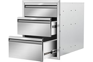 SGOLAN Outdoor Kitchen Drawers 16" W x 21" H x 23" D Triple BBQ Drawers Stainless Steel Built-in Drawer for Outdoor Kitchen Island, Patio Grill Station