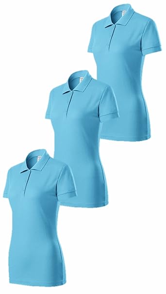 WearYourBrand by Adler 3er Pack Damen Polohemd Poloshirt Kurzarm Langer Schnitt