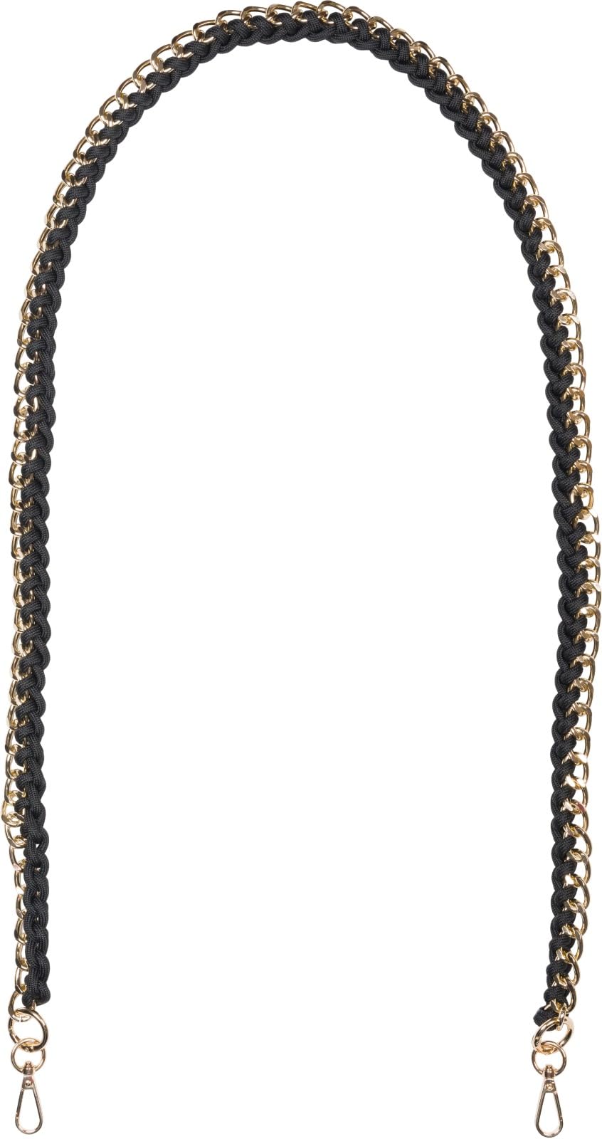 styleBREAKER bag shoulder strap with woven chain, interchangeable bag strap, phone strap, phone chain, carabiner 02013038, Colour:Black