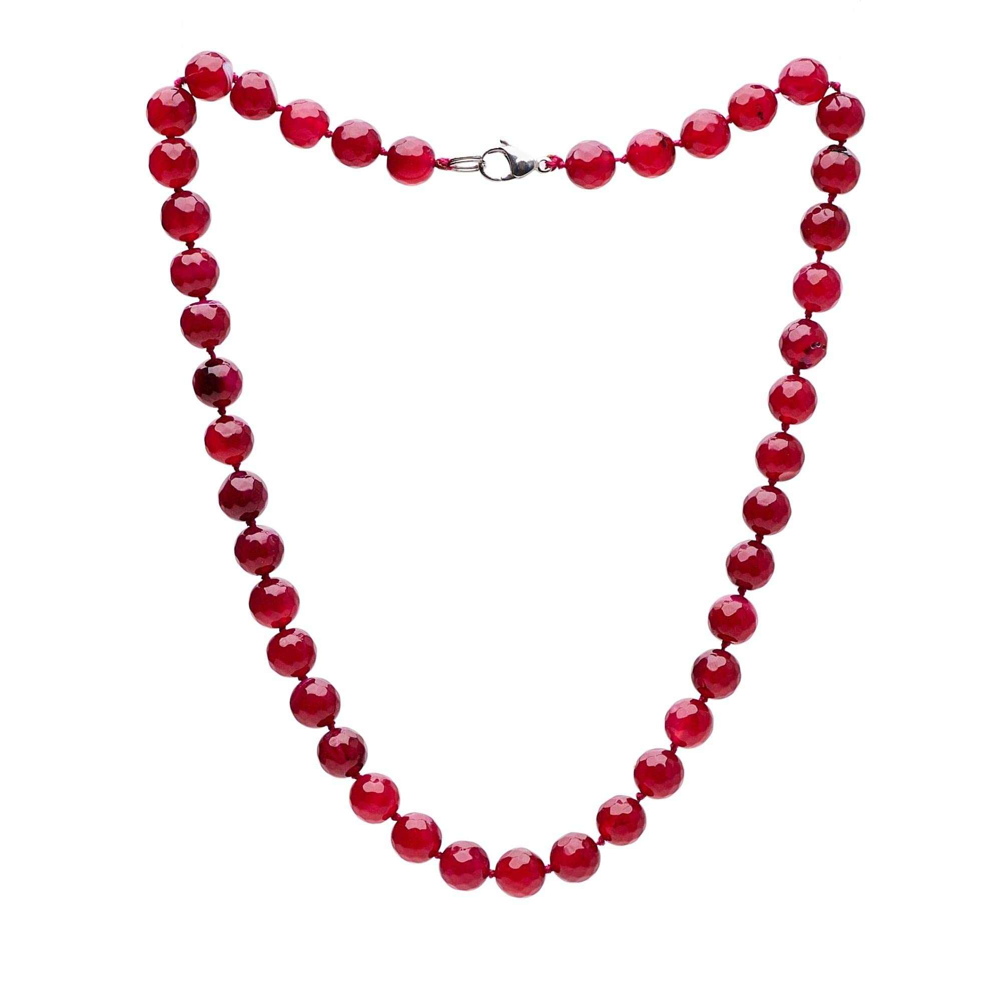 Treasure Bay Stunning Faceted Pink Agate Gemstone Necklace for Women