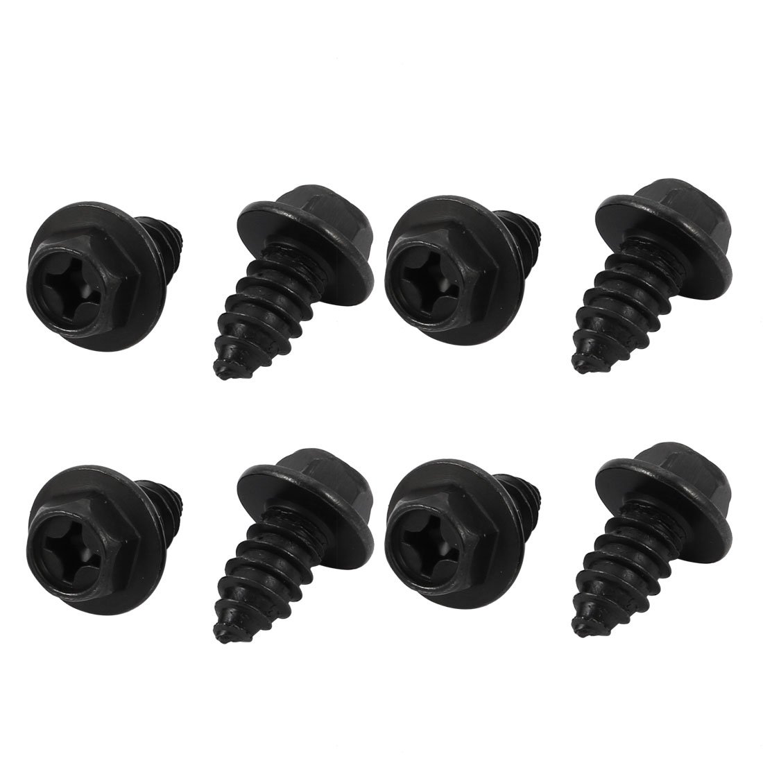 Sourcingmap M8x20mm Iron Zinc Plated Self-Tapping Hex Flange Phillips Drive Blot Screw 8pcs