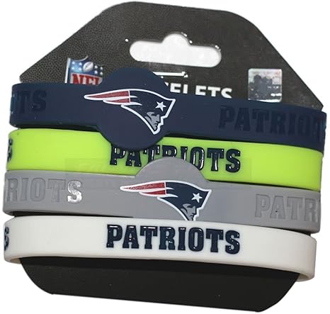 Nfl New England Patriots Silicone Rubber Wrist Band Bracelet Charm Gift Set Of 4 Amazon Co Uk Sports Outdoors