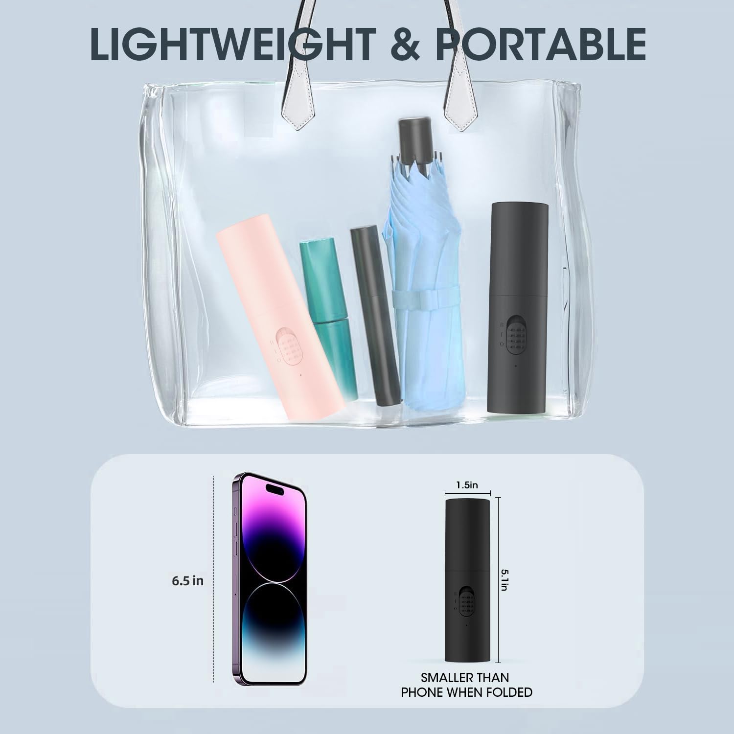 Andwing Mini Portable Fan, Rechargeable Hand Fan - 3000mAh Battery Operated, Up to 22Hrs+ for Makeup, Eyelash, Personal Use - Gifts for Women, Girls, Men - Travel, Indoor, Outdoor (Black)