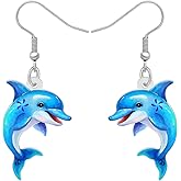 YAYAKO Fun Dolphin Earrings Dangle Acrylic Ocean Animals Jewelry Sea Gifts for Women Summer Charms