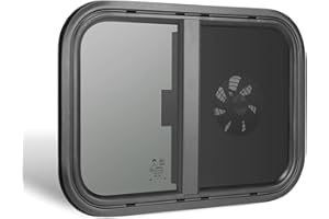 Beleeb RV Window 20” W X 14” H, Equip with Exhaust Fan, Horizontal Slide RV Replacement Window with Ultra Thick Tempered Glass, Camper Cargo Trailer Teardrop Window with Trim Ring，Easy Installation