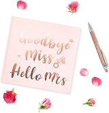 HOWAF Goodbye Miss Hello Mrs Notebook Pink Rose Gold Hen Party Guest Book view 3