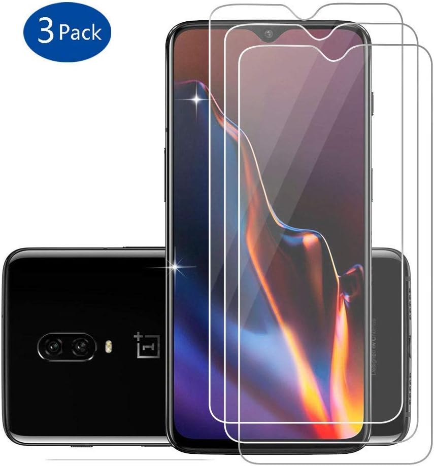 DJROLL [3 Pack] Oneplus 6T / OPPO F9 Screen Protector, HD Tempered Glass Screen Protector with [9H Hardness] [Crystal Clear] [Bubble-Free Installation] [Scratch Resist] compatible for Oneplus 6T