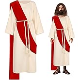 Mukum Jesus Costume Adult Religious Costume with Scarf Waist Rope Christmas Costumes Robes for Men