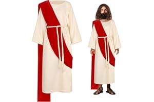 Mukum Jesus Costume Adult Religious Costume with Scarf Waist Rope Christmas Costumes Robes for Men