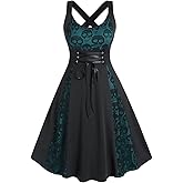 ROSE GAL Womens Plus Size Dresses Wrap V-Neck Gothic Vintage 50S Maxi Dress