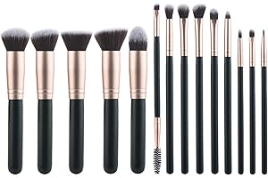 YJ-Anyue Makeup Brushes Black wooden Makeup Brushes Set Premium Synthetic Foundation Brushes Blending Face Powder Eye Shadow Concealer Make Up Brushes Tool (14PCS black)…