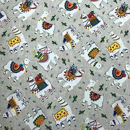 Kt KILOtela - Printed canvas fabric - 300 cm length x 280 cm width | Alpaca - Multicolor, beige ─ 3 m — image 1
