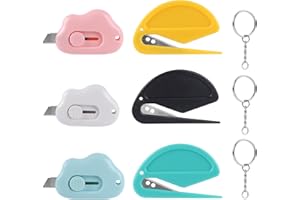 ANUTRION Mini Box Cutter,Letter Opener Envelope Slitter,Cloud Utility Retractable Art Knives,Letter Opener Envelope Slitter,with Key Chain(9pcs)