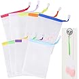 Mozeat Lens 10 PCS Soap Bags Handmade Soap Bubble Mesh Bags Exfoliating Soap Saver Pouch Net Bags with Drawstring Body Facial Cleaning Tool for Bath & Shower (Assorted Colors)
