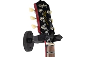 AUPHY Guitar Wall Mount Auto Lock,Guitar Wall Holder with Nitro-Safe Velvet,Universal Compatibility for All Headstocks and Neck Widths Supports Acoustic, Electric, and Bass Guitars (Wood Black)
