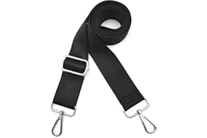 Yiaizhuo 1.5" Wide Purse Straps Replacement Crossbody Bags Shoulder Guitar Strap for Handbags Sports Laptop Duffel Canvas Camera Bag - Black Belt,Silver Clips