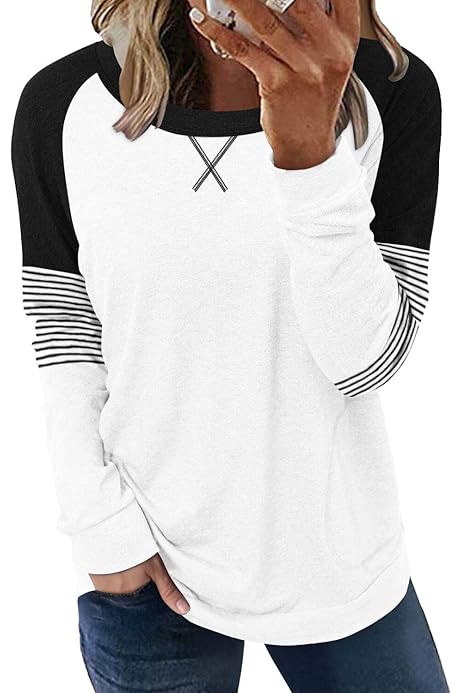 Colorblock Tops For Women BLENCOT Oversized Color Block Sweatshirt