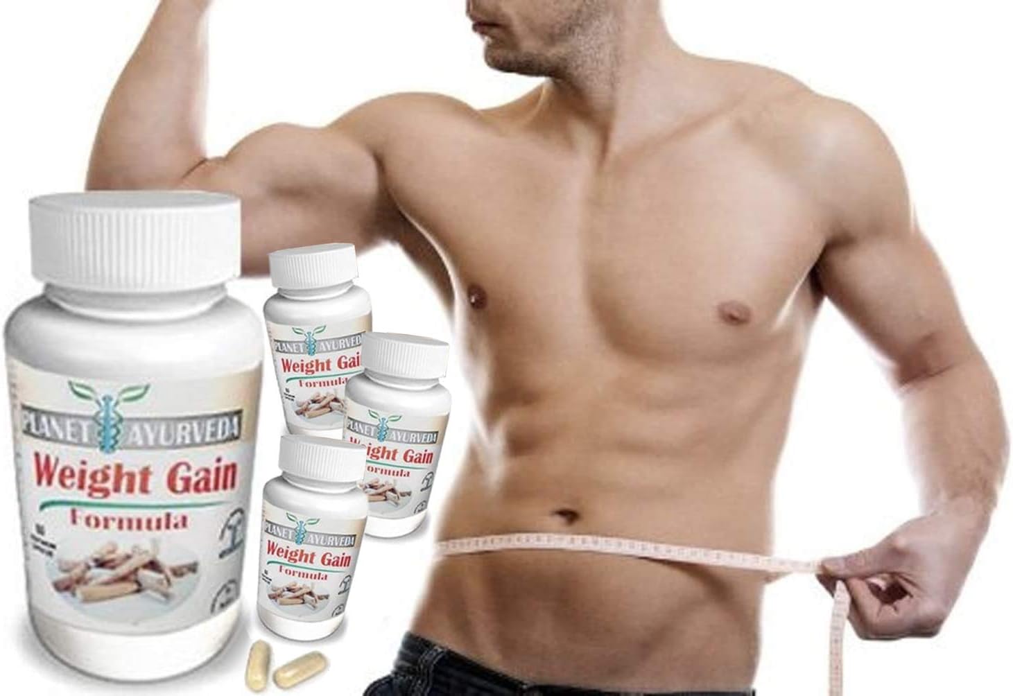 1, 2, 3 or 4 Pack. GAIN Mass Men 60 Tablets. Planet Ayurveda Weight Gain. Mass Gainer Formula Gain Weight Men. Gain Mass Quickly Pills to gain Weight for Men. Gain True Mass Easily (4 Bottle Pack)