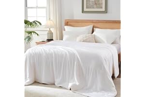 Globon Bamboo Viscose Cooling Comforter Queen Size,Luxurious Lightweight Blanket for Summer/Hot Sleepers,Natural Bamboo Viscose Shell,Organic Breathable Fill, Double Stitch, White…
