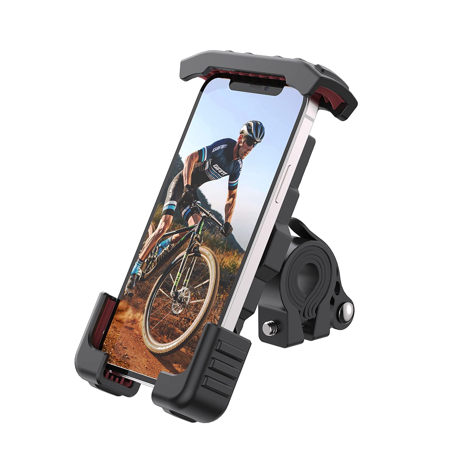 Stouchi Bike Phone Holder,Universal Bicycle/Motorbike/Motorcycle Mobile Holder,360° Rotatable Adjustable for Phone 12Mini,12 Pro Max,11 Pro,XS 8P 6S,Samsung Galaxy S20 S10,Huawei,All 4.7-6.8 Devices