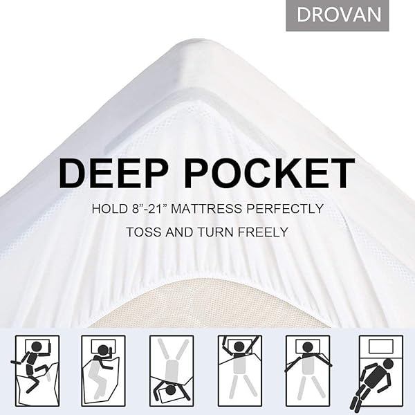 DROVAN MATTRESS TOPPER QUEEN SIZE – EXTRA THICK MATTRESS PAD COVER – PILLOW TOP DEEP POCKET WITH BREATHABLE 7D SPIRAL FIBER FILLING COOLING MATTRESS COVER