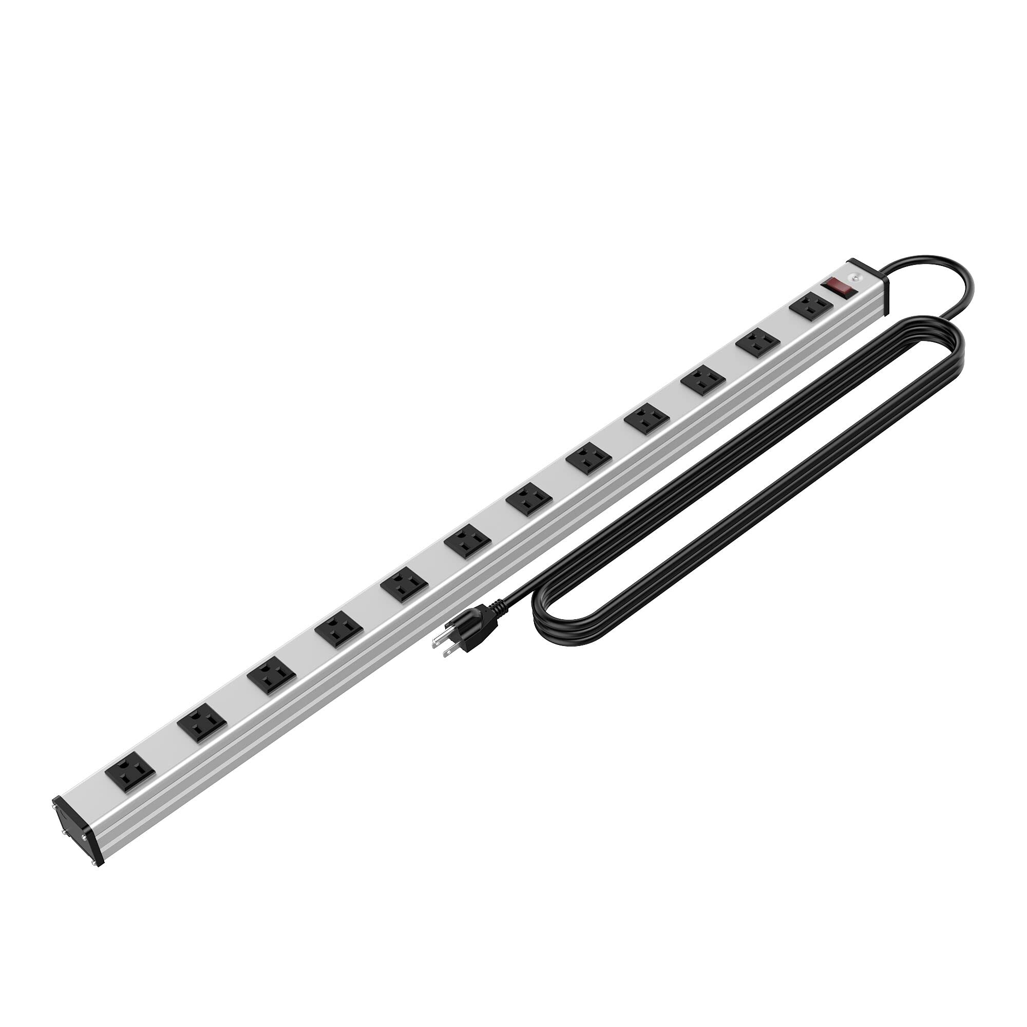 Photo 1 of 12 Outlets Metal Power Strip,Mountable Heavy Duty Power Strip with 6FT Long Extension Cord with Circuit Breaker,15A 125V 1875W, ETL Listed