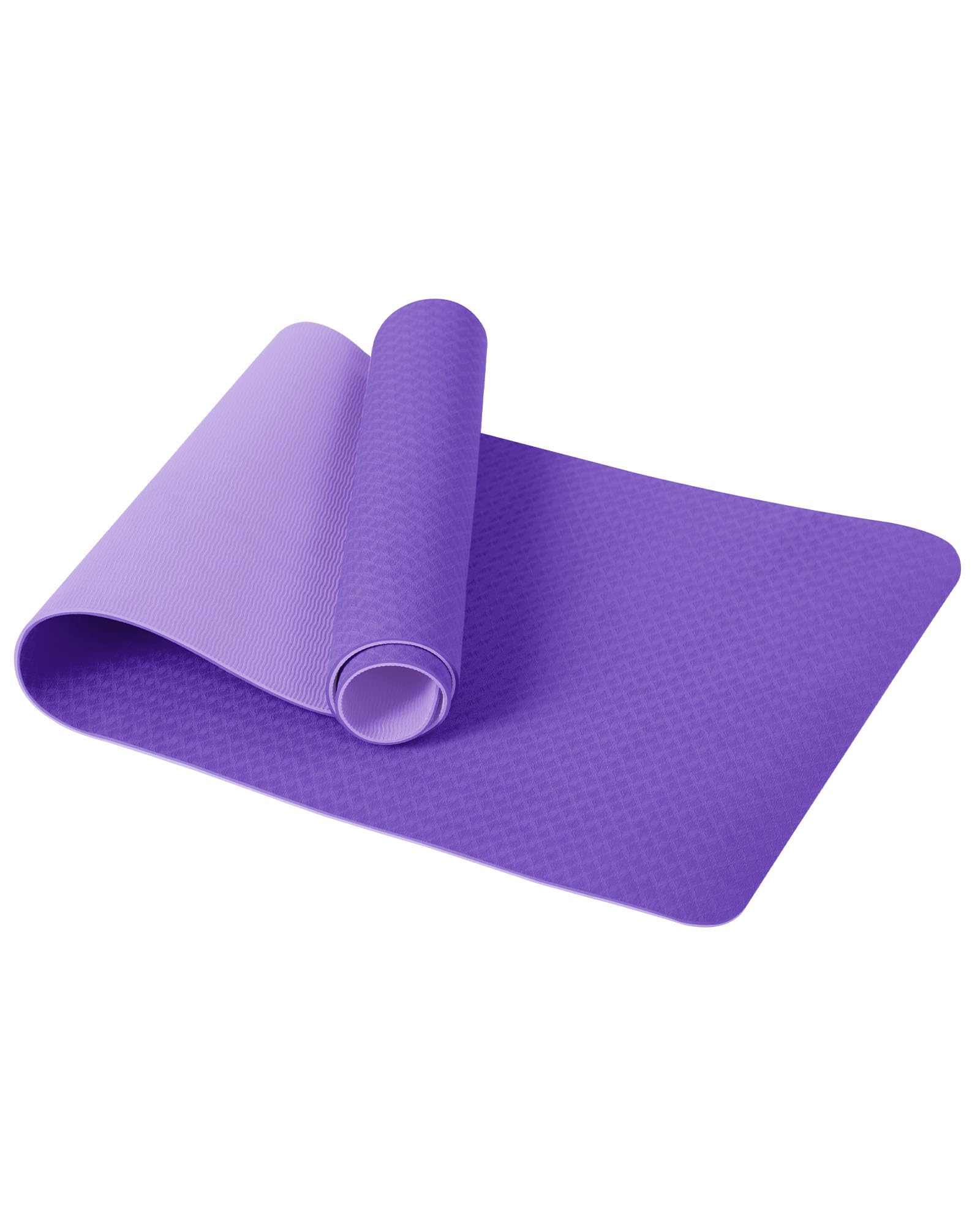 Good Nite Yoga Mat TPE Non-Slip Exercise Fitness Pilates Gymnastics Training Sport Mat Turn Mats Floor Gym with Carry Strap 183 x 61 x 0.6 cm (Dark Purple/Light Purple)