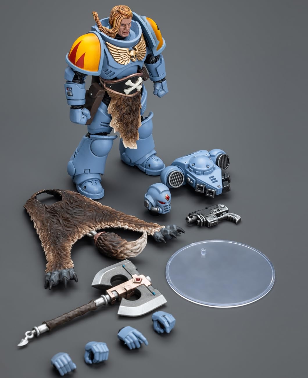 HiPlay JoyToy Warhammer 40K Collectible Figure: Space Marines Space Wolves Claw Pack Pack Leader -Logan Ghostwolf 1:18 Scale Action Figures JT2702