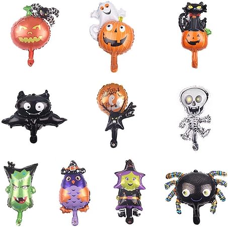 Amazon ハロウィン ホイルバルーン 10個 マイラーホイルバルーンセット パーティー 工場 パンプキン 魔女 スケルトン ゴーストモンスター ハロウィン 誕生日パーティー用品 風船 バルーン おもちゃ