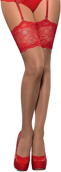 Romartex feinmaschige Netz Strapsstr/ümpfe mit Spitze