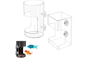 LQMBABY 2 Pcs Fish Tank Feeding Tray with Suction Cup, Acrylic Feeding Tube Fish Food Holder, Automatic Fishing Feeder Aquarium Tank Divider Supplies, Breeder Box for Aquarium Accessories (Mix)