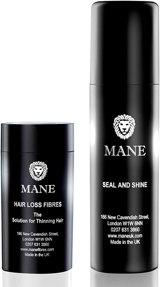 Mane America Hair Loss Fibres + Seal And Shine (Jet Black)
