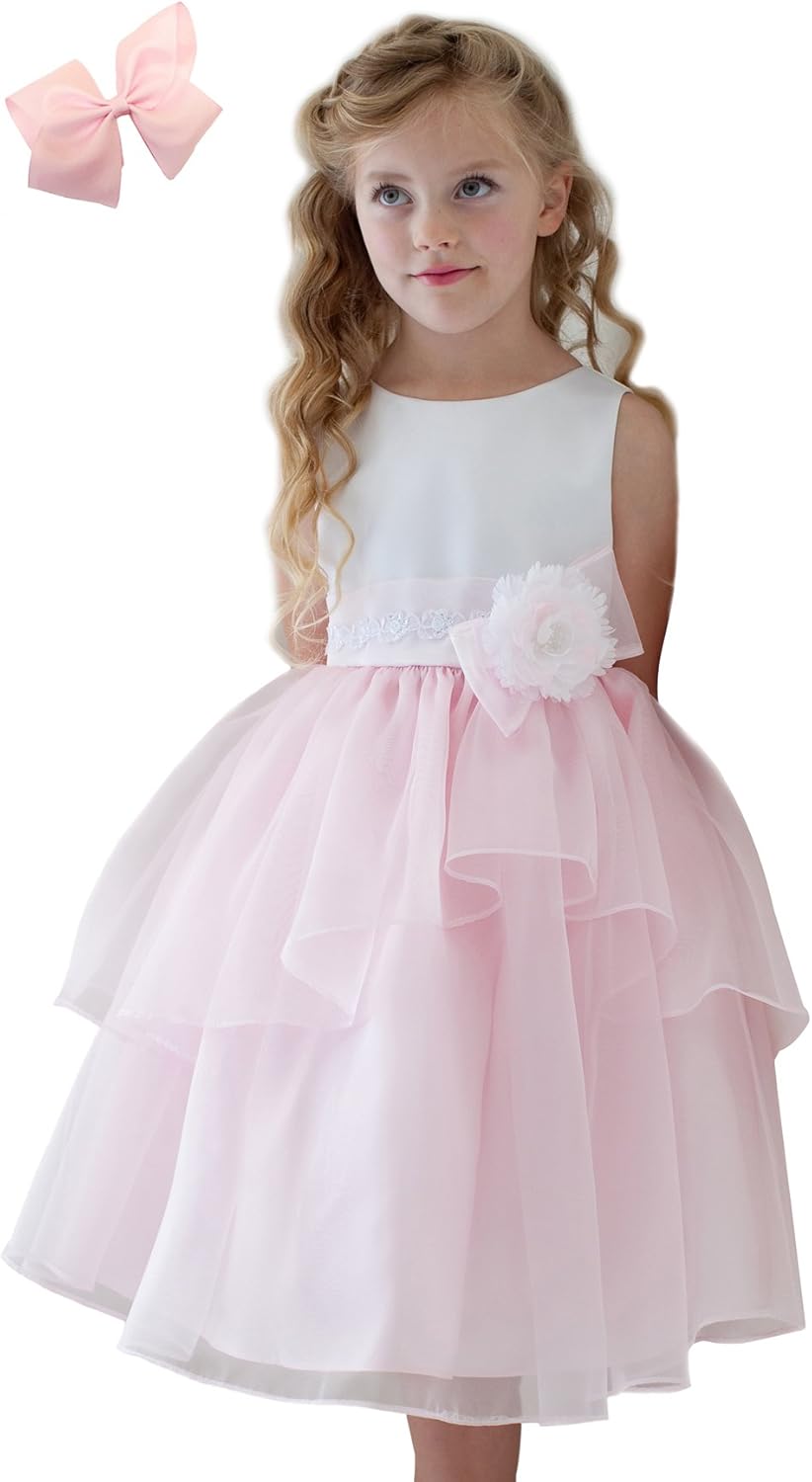 organza flower girl dress with ruffled skirt