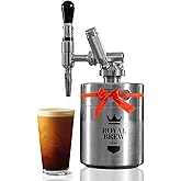 Royal Brew Nitro Cold Brew Coffee Maker, 64 oz Home Keg Silver | Stainless Steel Coffee Dispenser Kit with Stout Faucet, Nitr